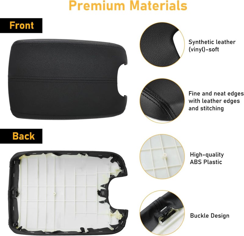 APESER Compatible with Honda Accord Sedan 2008-2012 Center Console Cover & Front Door Panels Armrest Replacement,Leather Front Door Panel Lids Armrest Cover Set for Accord EX/EX-L/LX/LX-P/SE(Black) - Image 4